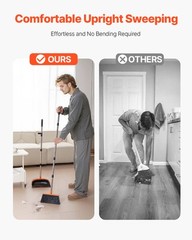Broom and Dustpan Set with Self-Cleaning Teeth for Home Office Restaurant