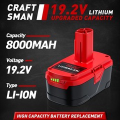 1-2Pack 8.0Ah for Craftsman 19.2V Lithium Battery C3 DieHard 11375 6.0Ah/Charger