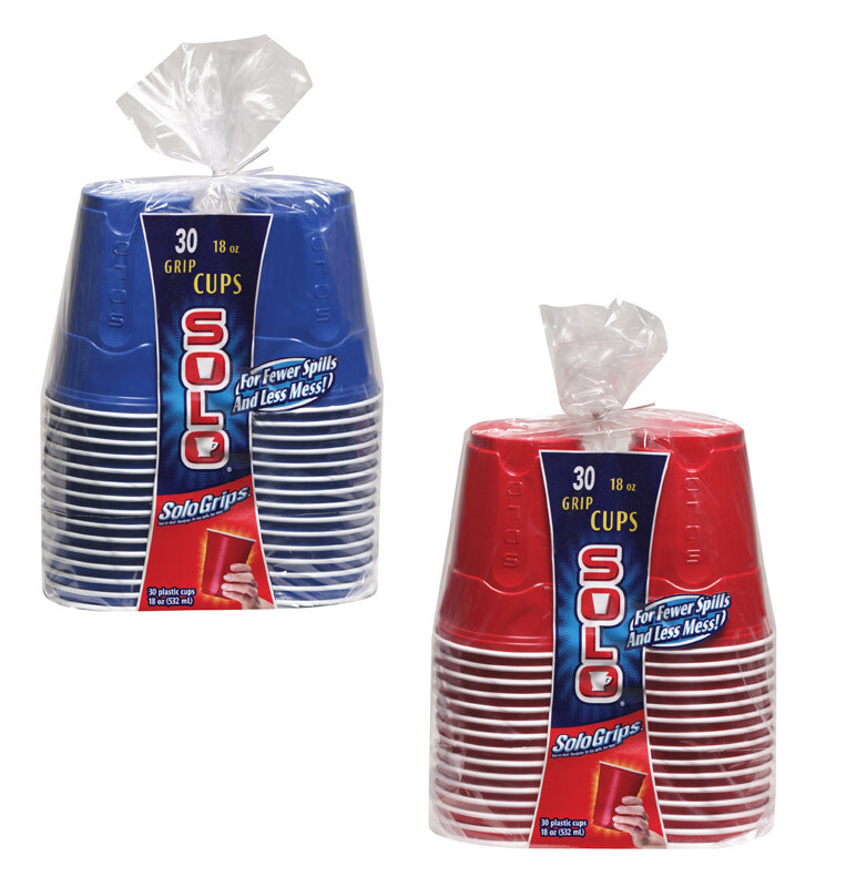 Solo SQ1830 Plastic Red/Blue Everyday Disposable Party Cups 18 oz.
