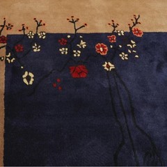Navy Hand Tufted Wool Area Rug Multi Sizes Art Deco , Oriental Rug Carpet
