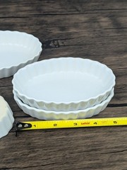 4 Piece Set Bonjour Creme Brulee Oval Porcelain Ramekin Are Oven Safe To 450°F