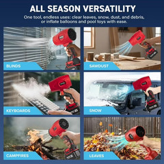Bullseye Blower Rechargeable Cordless Leaf Dust Air Blaster 21,000 RPM with 20V