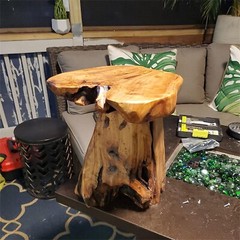 GREENAGE Natural Cedar Mushroom Stool Plant Stand Nightsstand Side Table 13.5″ H