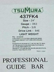 24″ TsuMura LIGHT WEIGHT Guide Bar 3/8-063-84DL Husqvarna Jonsered 243RNDD009