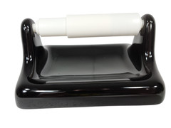 Black Ceramic TP Holder Toilet Paper Porcelain Mid Century Modern Vintage Retro