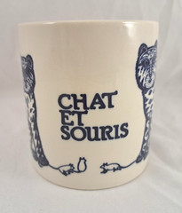 Taylor & NG CHAT ET SOURIS Cat & Mouse 3-7/8” High Ceramic Coffee Mug 1979