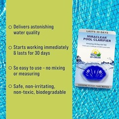 Lo-Chlor Miraclear Pool Clarifier – 30 Days Crystal Clear Water, 1.4 Oz Tablet