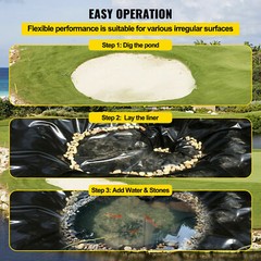 10 – 33 FEET PVC Pond Liner Fish Liner Flexible Membrane Reinforced Multi Sizes
