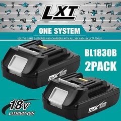 2 Pack For Makita 18V 3.0Ah LXT Lithium-Ion BL1830B BL1850B BL1860B Battery LED