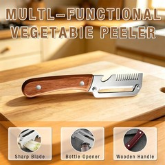 2026 New 3 in 1 Vegetable Peeler with Wooden Handle,Stainless Steel Blade Peeler