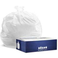 Plasticplace 12-16 Gallon Trash Bags – White, Case of 250 Garbage Bags