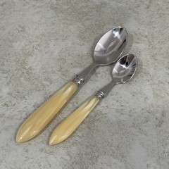 Vintage 5-Piece Flatware Set Stainless Steel 18/10 Pearlized Handle France