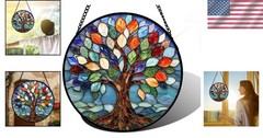 Tree of Life Stained Glass Suncatcher 9.8 in