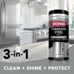 Stainless Steel Cleaner: 30 Count Cleaning Wipes, Removes Dirt, Grime, Grease