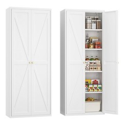 71″ Kitchen Pantry Storage Cabinet, Metal Storage Cabinet with Doors and Shelves