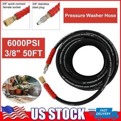 3/8″ x 50ft 6000psi 2-Braid R2 Black Hot Water Pressure Washer Hose