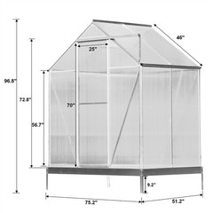 4.2/6.2/10.2ft Greenhouse Walk-in Green House Kit w/ Vent & Rain Gutter Backyard