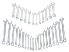 32 Piece Combination Wrench Set SAE Metric Chrome Vanadium Stubby Case Tool Kit
