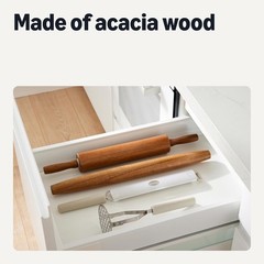Wooden French Rolling Pin 17 in. Acacia Wood Nonstick Hand Wash Only