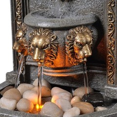 Outdoor Lion Head Stone Waterfall Wall Fountain with Pump Gray 10.3IN