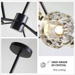 18-Light Modern Crystal Chandelier LED Sputnik Pendant Fixture Ceiling Lighting