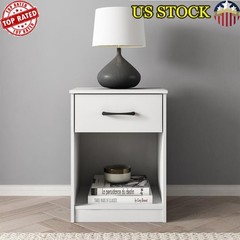Ardent Nightstand Bedside Table with 1 Drawer End Side Table Bedroom White