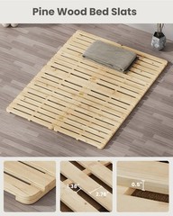NAIZEA Japanese Tatami Mat, Foldable Tatami Bed Frame Twin Full Queen Floor Bed