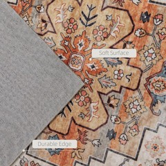 HOMCOM Area Rug 8×10, Machine Washable Rug for Living Room, Tawny Brown