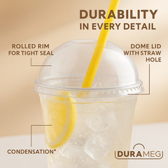 100 Clear 16 oz PET Cups with Dome Lids – Disposable for Smoothies & Treats