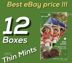 12 Boxes Girl Scouts Thin Mints Cookies Chocolate Fudge Case Lot Snacks