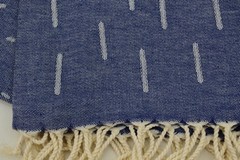 Blue Turkish Towel Organic Cotton Beach Towel Handwoven Peshtemal Throw Blanket