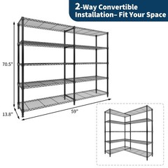 Metal Storage Shelves 5-Tier, Heavy Duty Wire Rack Shelving Unit, Adjustable