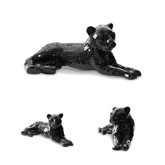 Drice Mosaic Black 24.25 In. X 10.25 In. Panther Glass Sculpture