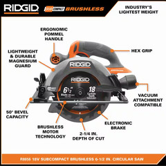 Ridgid 18V SubCompact Brushless Cordless 6-1/2 in. Circular Saw (Tool Only)