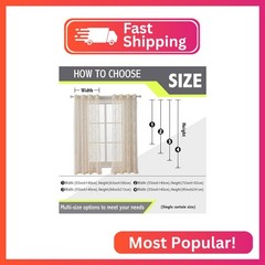 Anytime Beige Lace Sheer Curtain Panels for Living Room Elegant Window Treatment