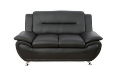 NEW Black 3PC Sofa Loveseat Chair Leather Gel Contemporary Modern Living Room