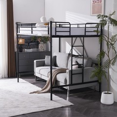Loft Bed Full Size with Flat Rungs for Adults Kids Young Teens Metal Slat