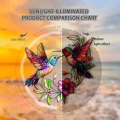Modern Acrylic Hummingbird Catcher Stained Glass Style Window Hanging Decoration