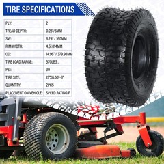 Two 15×6.00-6 15×6-6 15x6x6 Lawn Mower Garden Tractor Turf Tires 2 Ply Rated