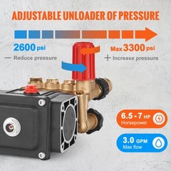 VEVOR Pressure Washer Pump Power Washer Pump 3/4″ Horizontal 3300 PSI 2.5 GPM