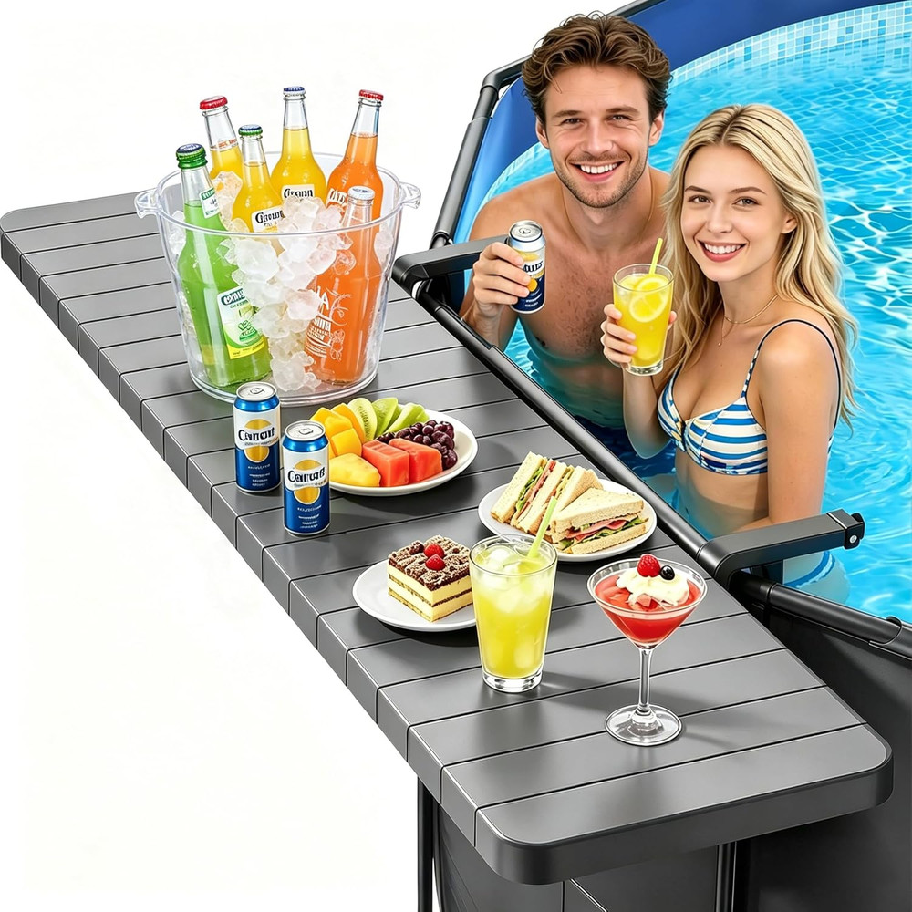 Poolside Bar Table for above Ground Pool, 49.4X9.6 Outdoor Hanging Swim-Up Table