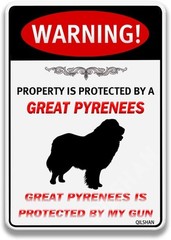 Tin Metal Signs Warning Property Is Protected By Great Pyrenees 8×12