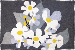 Jellybean Daisies On Pewter Accent Rug 20×30 Machine Washable Indoor & Outdoor