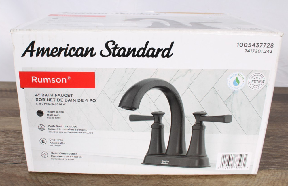 American Standard Rumson 4″ Bathroom Faucet Matte Black Open Box (No Drain)