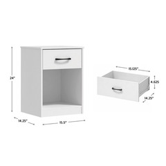 Mainstays Ardent Nightstand, 1-Drawer Bedside Table, Modern End Table, White New