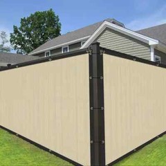 Privacy Fence Screen in Beige Tan with Silver Grommet 90 Pct Blockage Windscreen