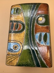 Veoa De Artesa Ecuador Square Vase 7 1/4” Tall Hand painted