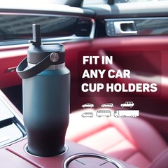 40oz Water Bottles Insulated Straw Leak Proof Fits Car Cup Holder Stainless