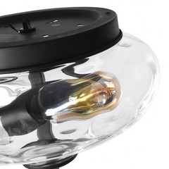 HUOKU Lumivt 2-Light 9.8 in.W Matte Black Hammered Glass Flush Mount Light