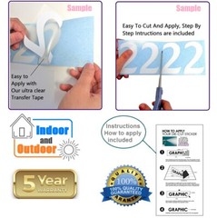 Mailbox Address Numbers Decal Sticker Window Door Wall Sign, IMPACT ITALIC BOLD